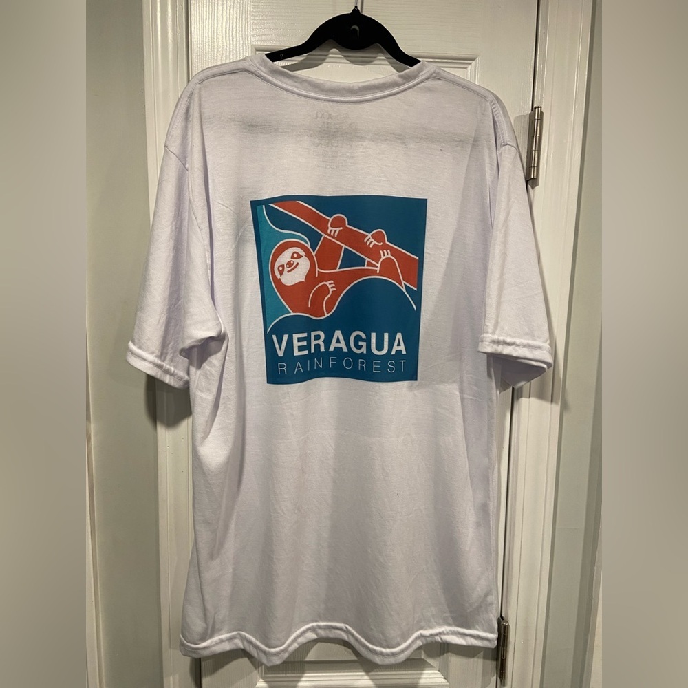NWOT Panatropic Size XXL White Tee Shirt Veragua Rainforest Costa Rice Sloth